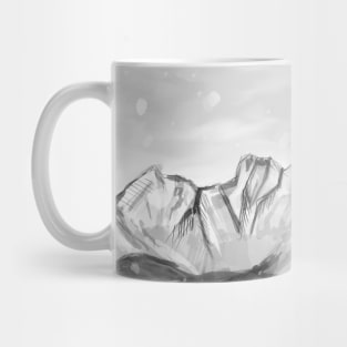 Black Snow Valley Mountains Mug